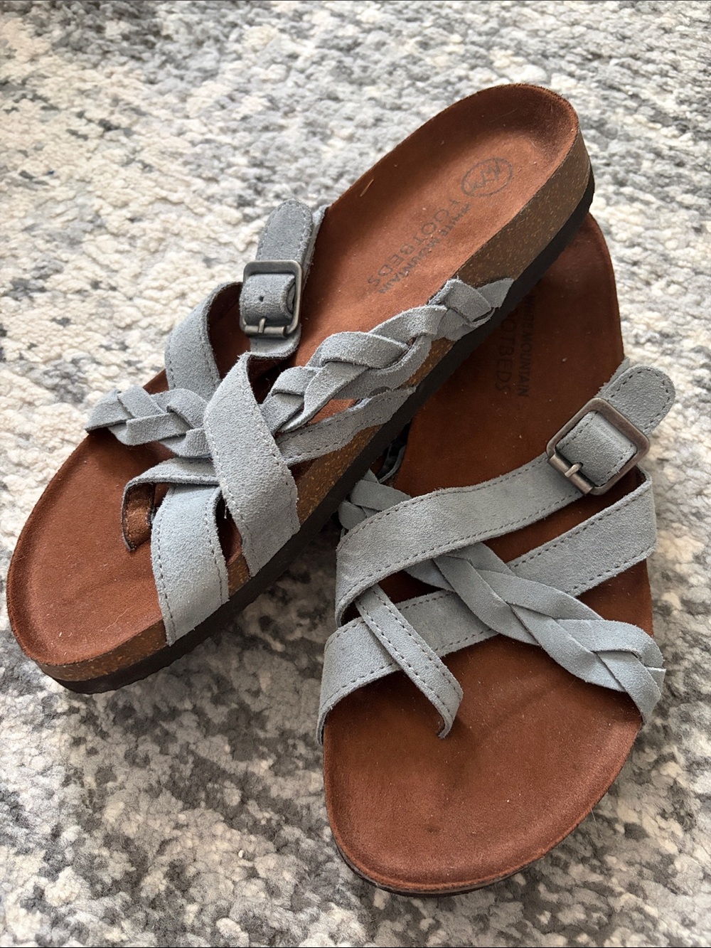 White Mountain Blue/GreyBraided Suede Slide Sandals